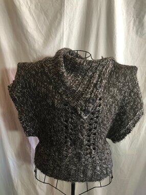 Confess XL Gray/Brown Blend Short Sleeve Sweater 19" Pit to Pit